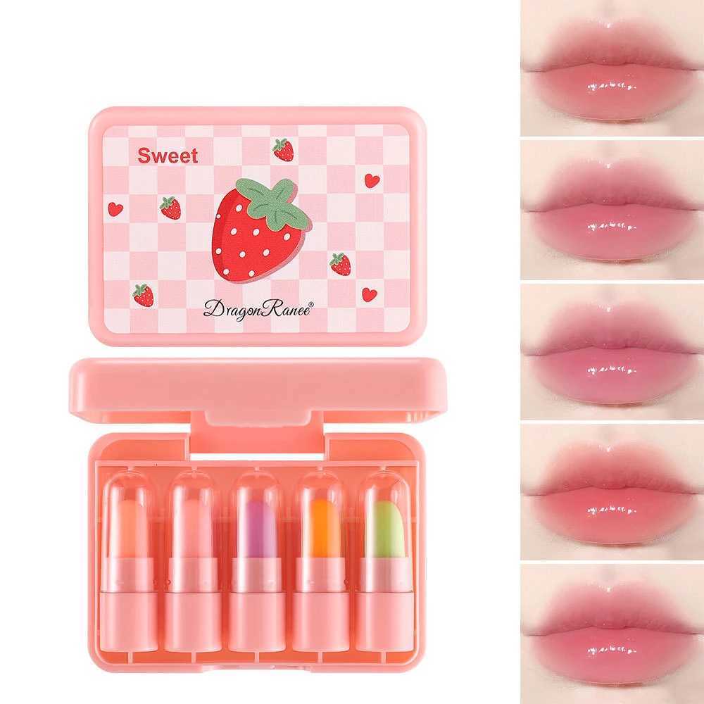 5pcs Cute Temperature Color Changing Lipstick Gift Set Cosmetics Mini Lipstick Set fruit flavor Lipgloss Makeup for Women Girl G250729