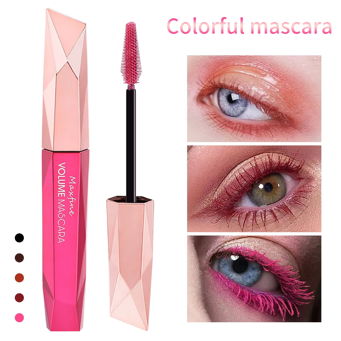 4D Waterproof Mascara Lengthen Thicken Curling Eyelashe Extension Long-wearing Mascara Silk Fiber Mascara Beauty Makeup Colorful Silk Mascara Cream Le
