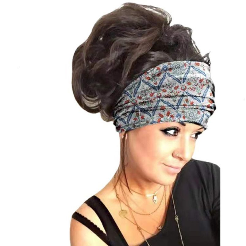 Hair Accessories Women 2025 Summer New Fashion Printed Yoga Wide Hairband