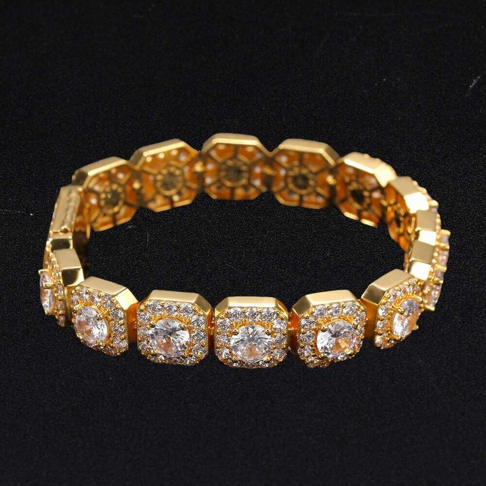 Light Creative Hip-Hop Copper Inlaid Zircon Sugar Cube Personality Trendy Reverse Love Chi Cheng Same Style Bracelet