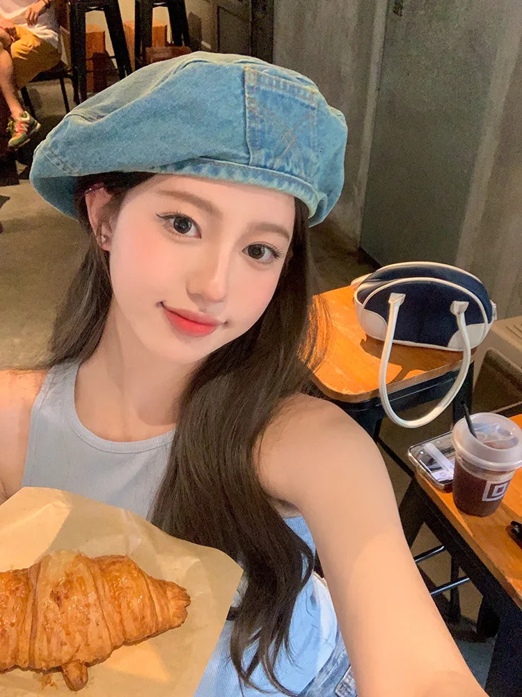 Spring Summer Denim Beret Cap for Women Outdoor Travels Berets Girls Gorra Inglesa Hombre Sombreros De Mujer 250729