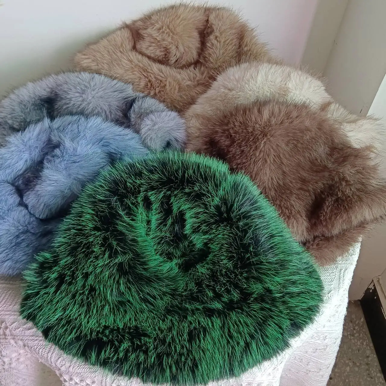 Fluffy Leather Fisherman Hat Womens Winter Hat Plush Earmuffs Windproof Warm Panama Hat Gradient Color Fisherman 250724