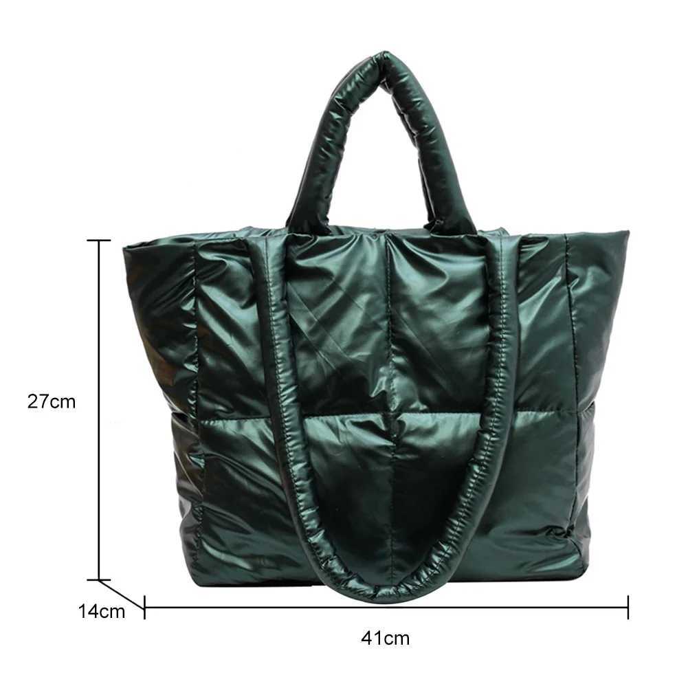 2022 Feather Padded Ladies Quilted Shoulder Bag Wen Large Capacity Tote Bags Space Cott Luxury Brand Handbag Shopper Bag Y250730