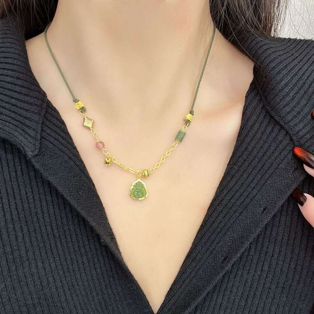 Chinese Style Small Gourd Necklace for Women 2024 New Light Niche High-end Braided Rope Collarbone Chain Accessory dc8