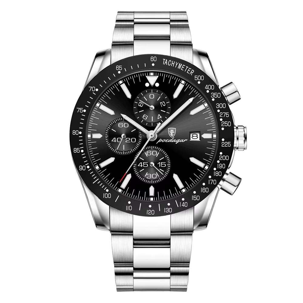 DHwatches POEDAGAR Fashion Sports Chronograph Waterproof Luminous Stainless Steel Quartz Watch Men's China Benyar