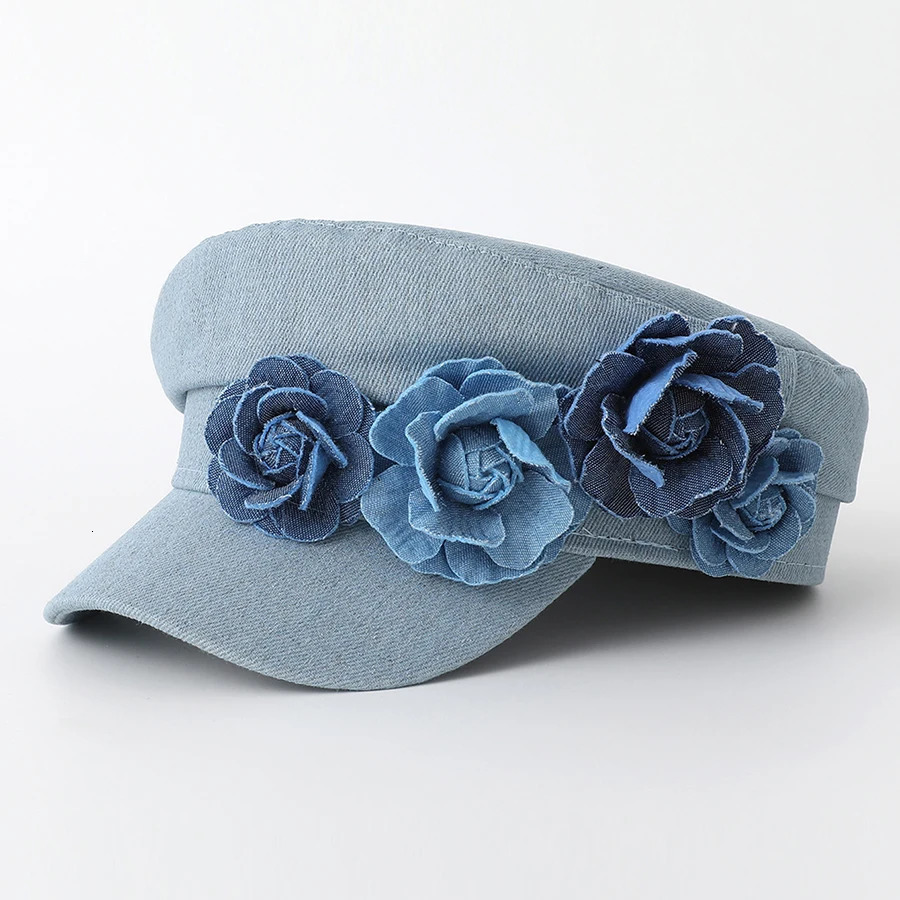 Womens Denim Beret Fashion Ladies Trendy Flat Top Captain Military Caps 250729