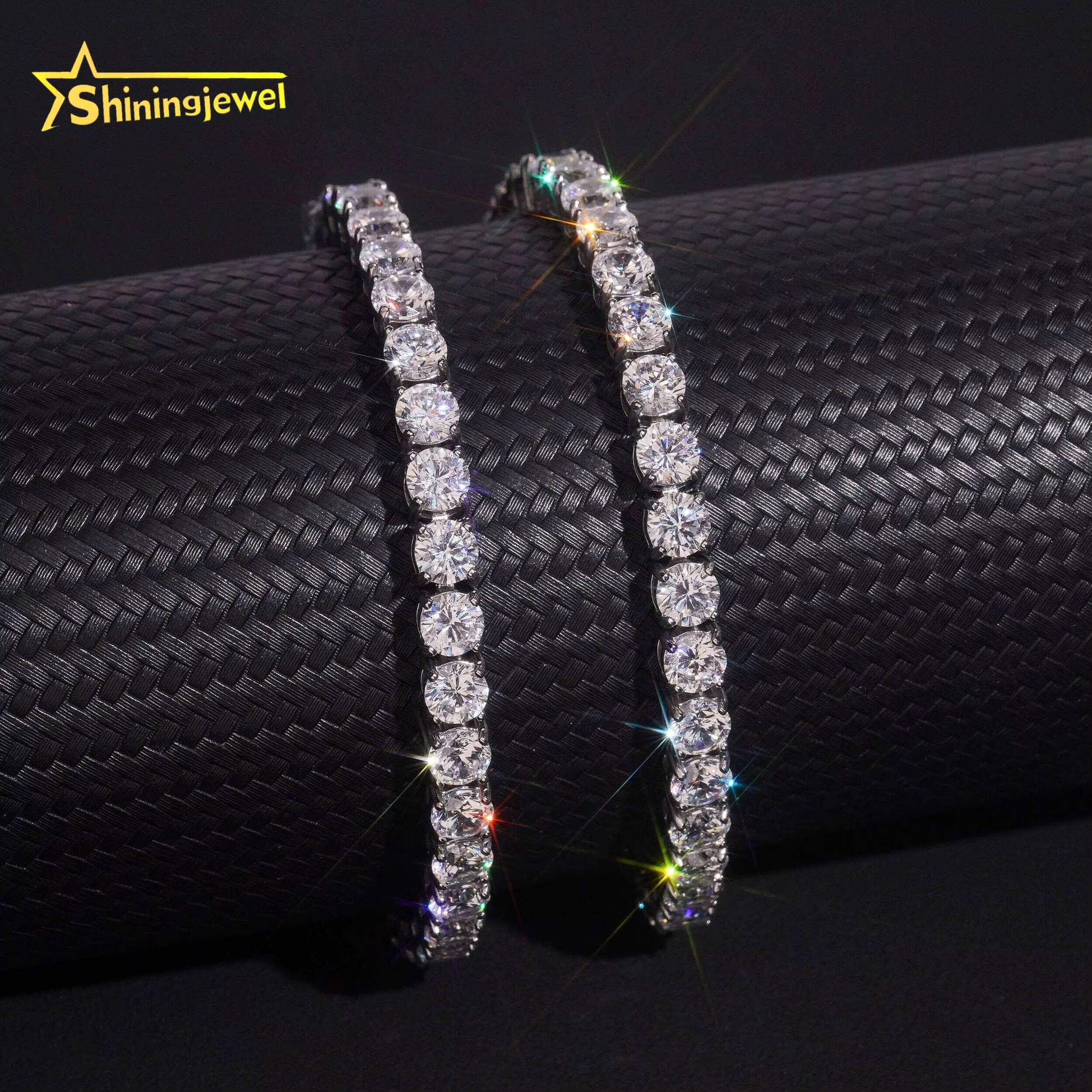 Factory Price Hip Hop 3mm 4mm 5mm 6mm Moissanite Tennis Chain Stainless Steel 316L Fashion Chain Men Women Moissanite Diamond Tennis Necklace