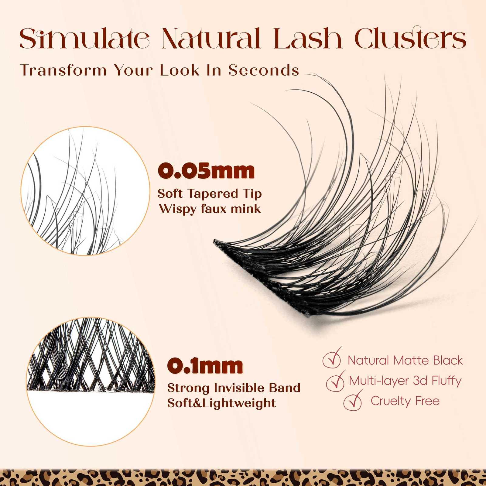 0.05mm PBT Fiber Eyelash Clusters 0.1mm Superfine Invisible Band D Curl DIY Lash Extension 8-16mm Individual Lashes Z250730