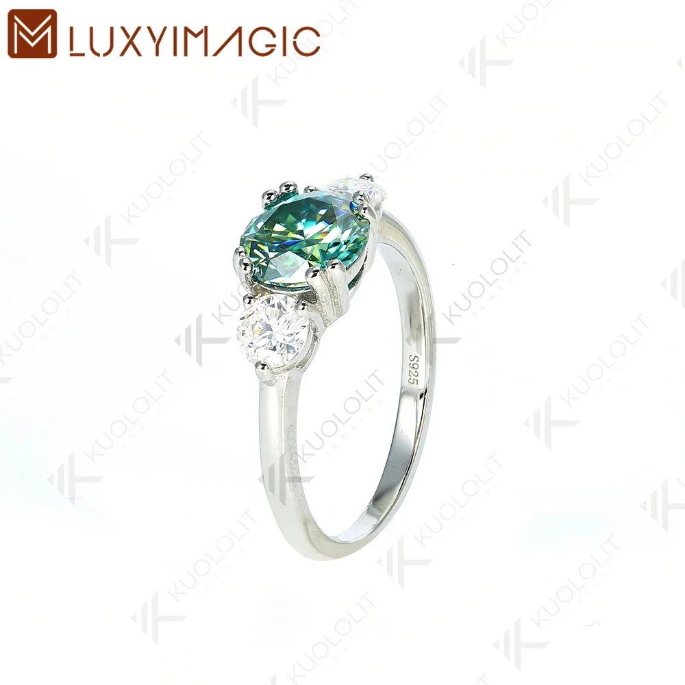 Luxyimagic 2CT Cyan and 0.8ct White Rings for Women Round Cut Solitaire Ring for Engagement Wedding Party 250722