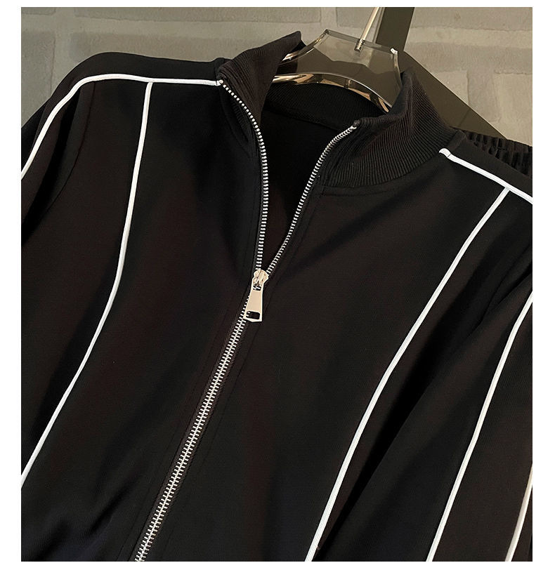 Women's Autumn Fashion Streetwear Tracksuit stylish Casual Trendy Two-Piece Set with Zip-Up Hoodie and Wide-Leg Pants