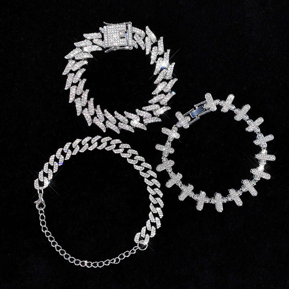 Hot Selling Dia Cross Cuban Chain Creative Design Bracelet Hand Jewelry