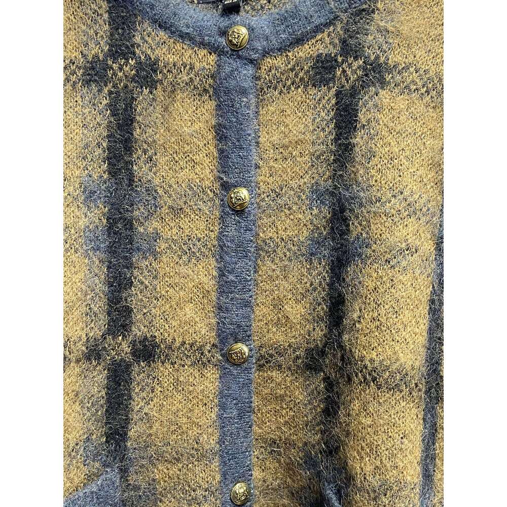 Ethereal MD 2025 Massidutti Spring New Style Of Casual Chic Brown Plaid Knitted Cardigan Open Jacket 250728