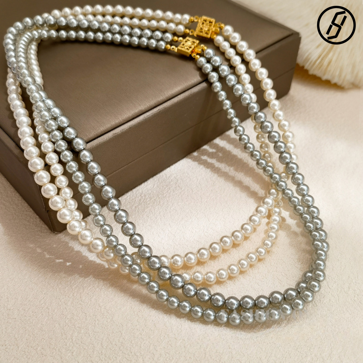 European American retro style double-row pearl necklace temperament light luxury elegant necklace women's niche high-end clavicle chain designer women's necklace