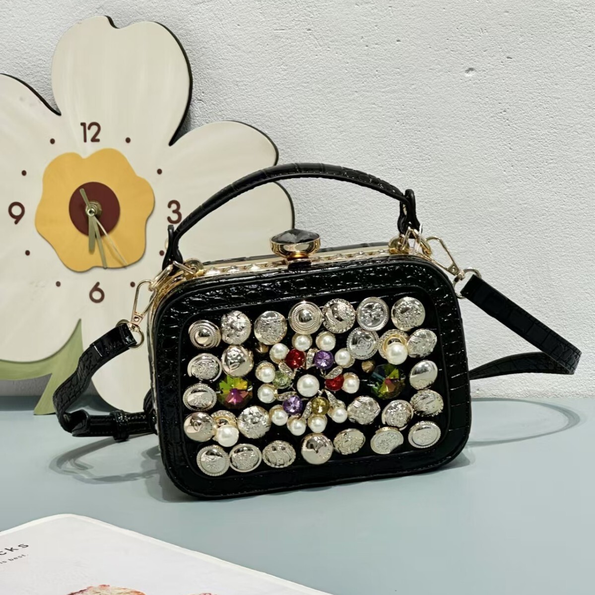 2025 New Fashion Street Style Button Small Square Handbag Crossbody Bag Valentine's Day Gift ddmymoon