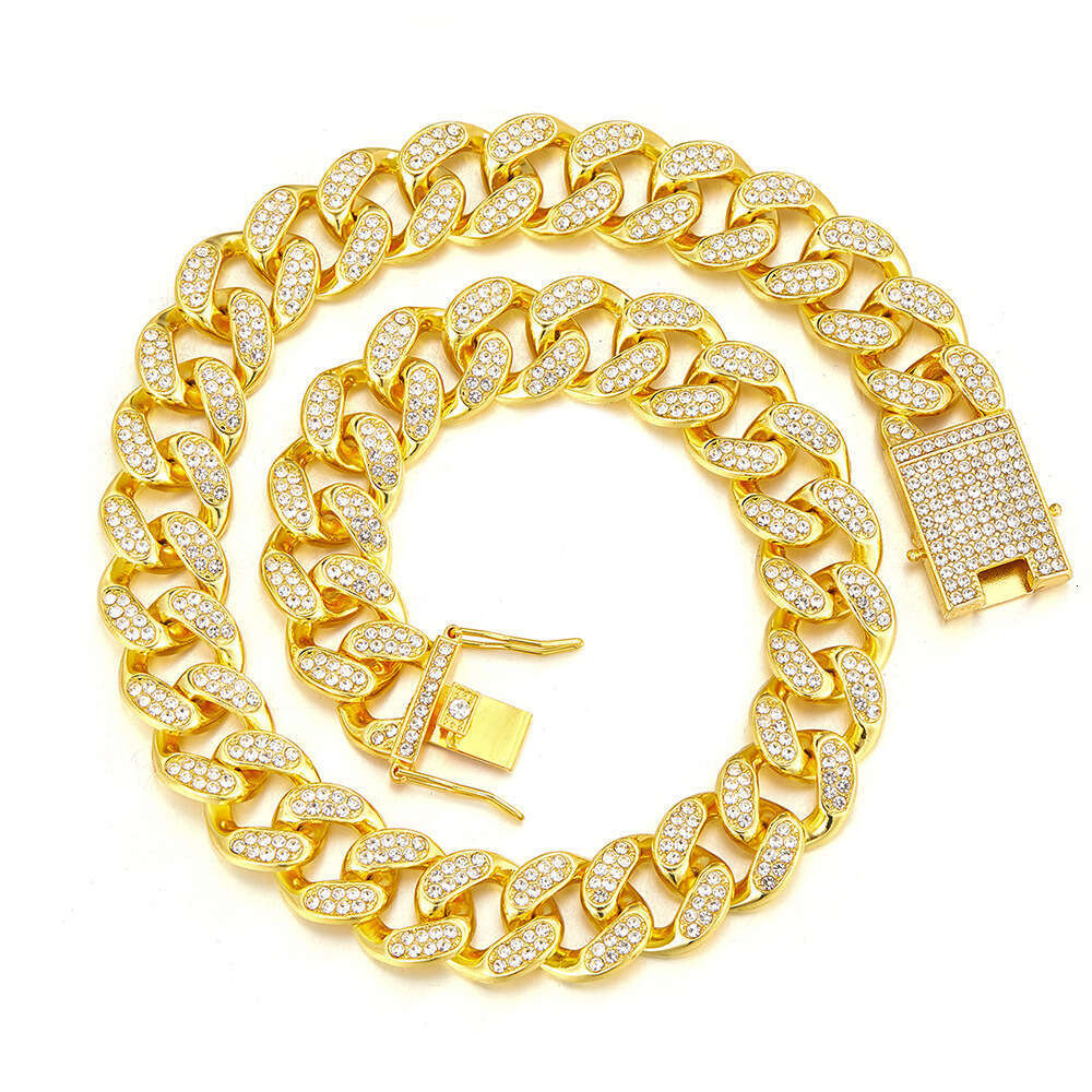 19mm Dia-Encrusted Chain Hip-Hop Exaggerated Personality Trendy Cuban Necklace