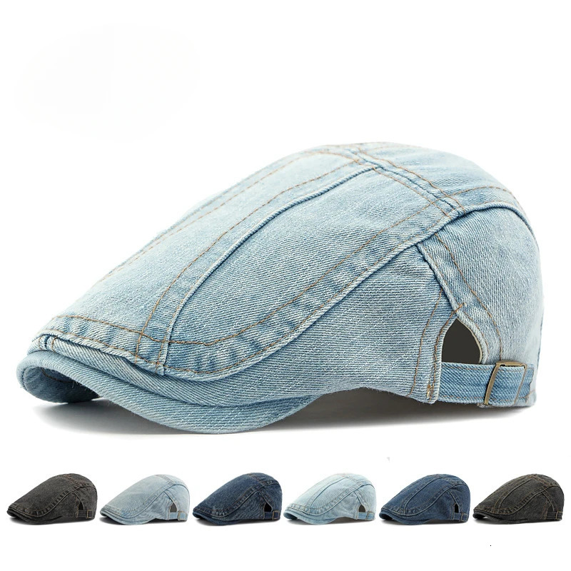 2025 Mens Washed Denim Beret Spring/ Autumn Thin Korean Version of Literary and Retro Forward Hat Womens Casual Cap 250729