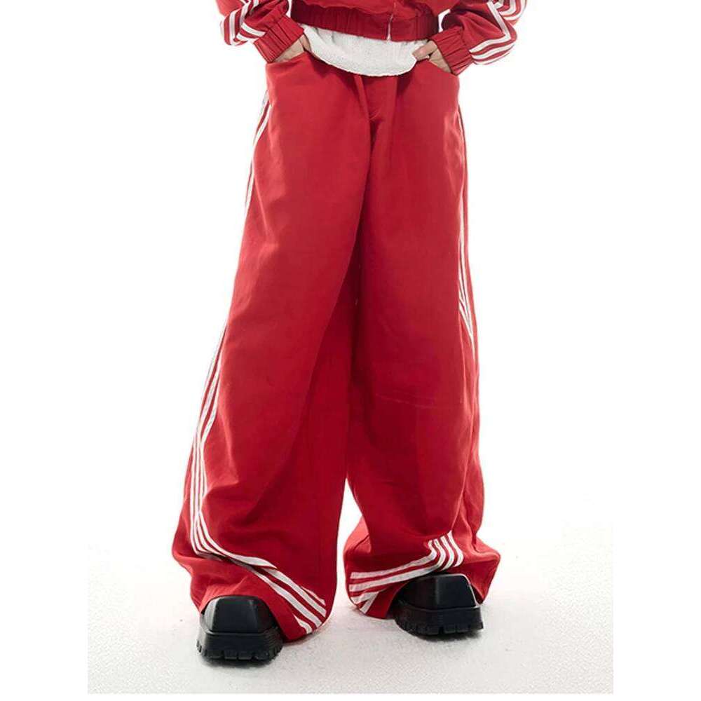 Mauroicardi Spring Cool Baggy White And Black Striped Wide Leg Pants For Mens Elastic Waist Designer Clothes Streetwear