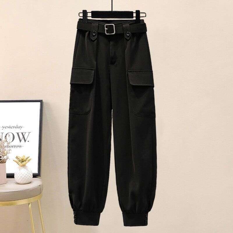 Women's Clothing Autumn And Winter For Women, Small Size, Design, Half Zip Sweater Jacket, High Waist Overalls, Fashionable Two Piece Suit