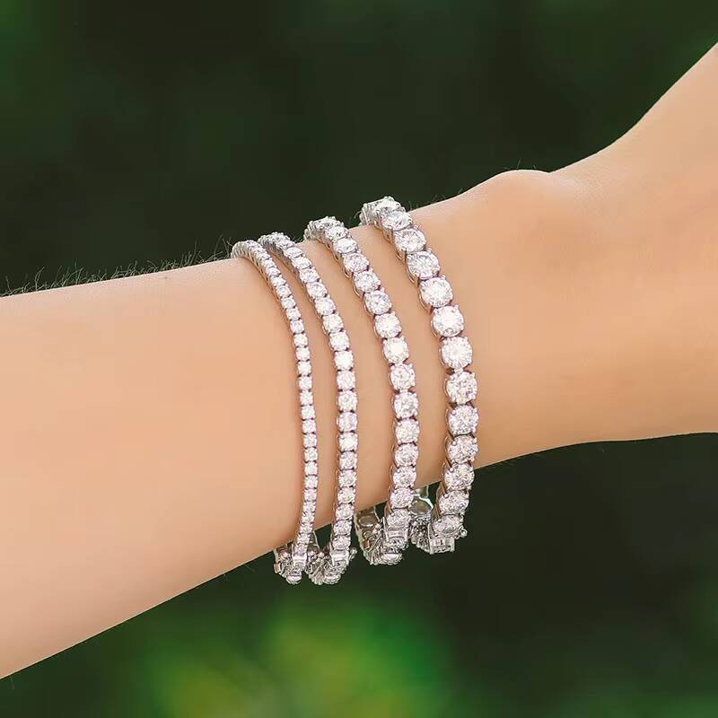 Wholesale Price 925 Sterling Silver White Gold 2mm 3mm 4mm 5mm Moissanite Diamond D VVS Tennis Chain Bracelets for Women