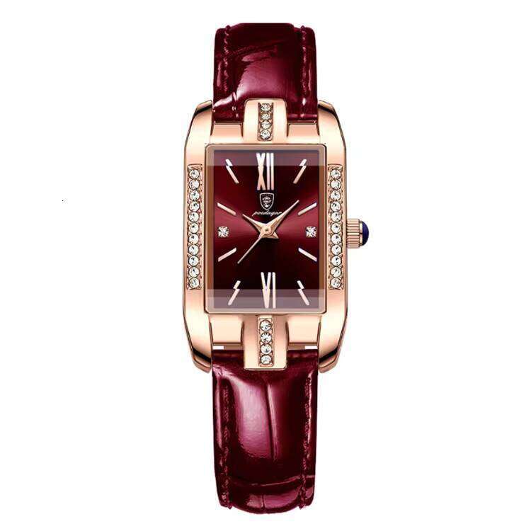 DHgargets POEDAGAR Classic Square Rhinestone P365 Quartz fashion Women's Watch
