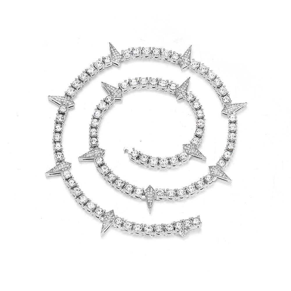 Hip Hop Rap Fluorescent Black Panther Necklace High-Quality Versatile Trendy Men's Alloy Inlaid Dia Tennis Cuban Chain