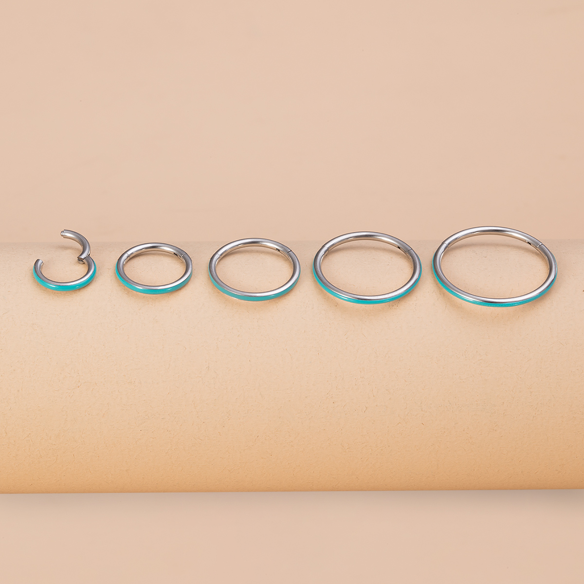 Stainless steel four-color drip glue hinge ring earrings, wholesale of body piercing accessories