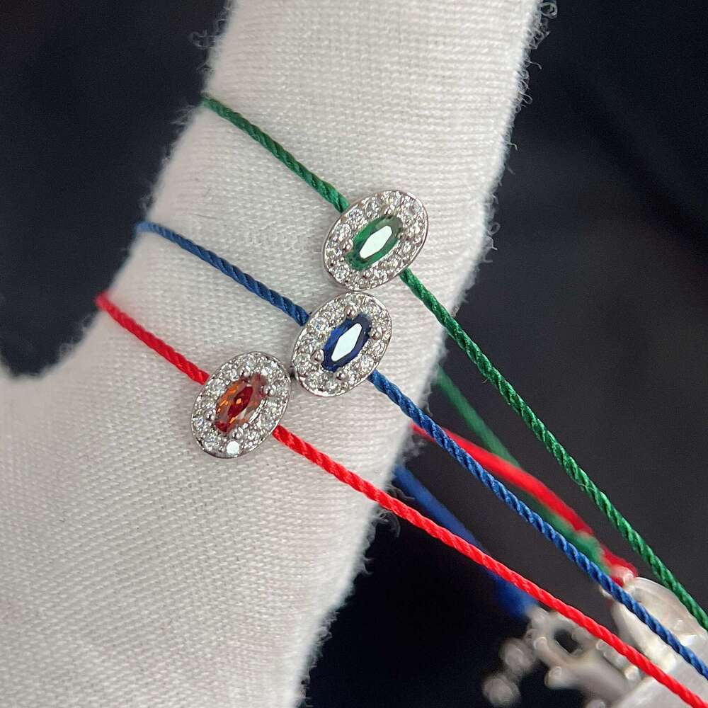 Ultra-fine Inlaid Dia Green Blue Woven Zodiac Year Niche Light New Chinese Style High Appearance Red Bracelet