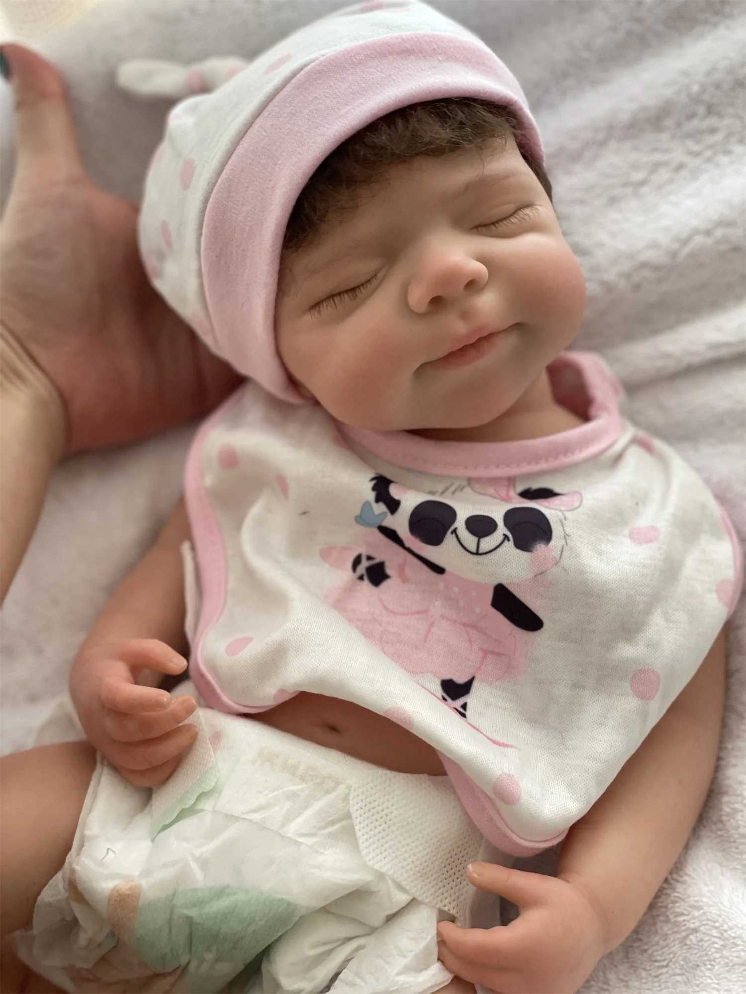 45cm Can Open Mouth Pascale Solid Silicone Reborn Baby Girl With Rooted Hair Washable Lifelike Realistic Newborn Baby Doll XJ250730