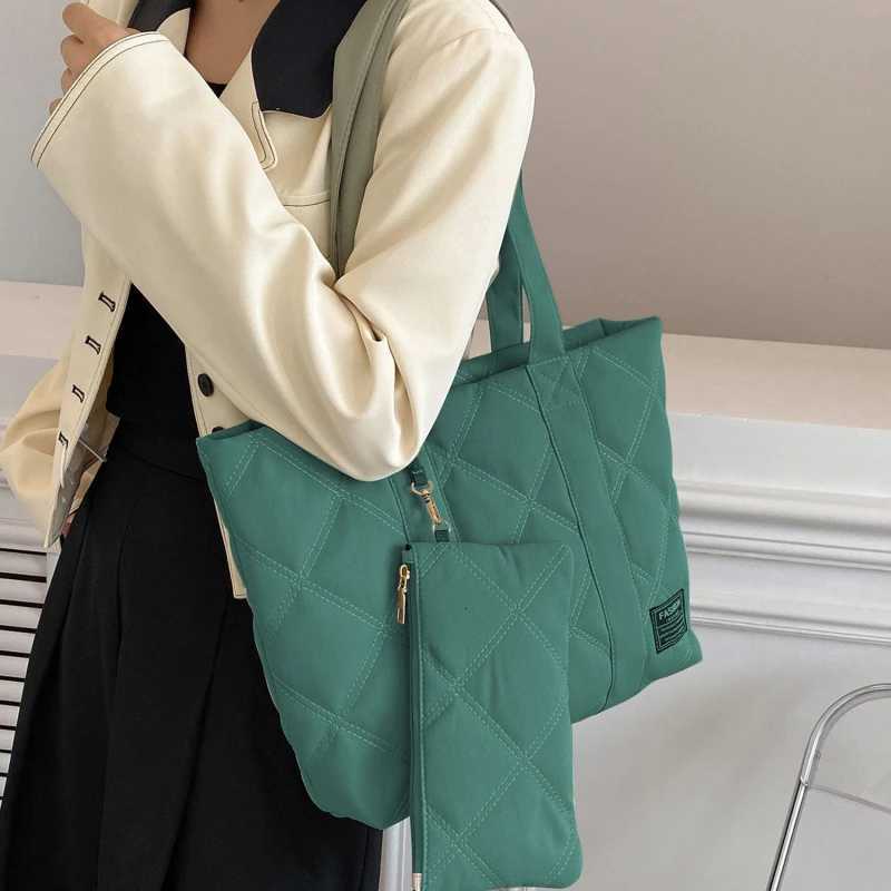 2020 Fall/Winter Fi Rhbus Space Nylon Suit Shoulder Bag Large Capacity Solid Color All-Match Shopping Tote Bag Y250730