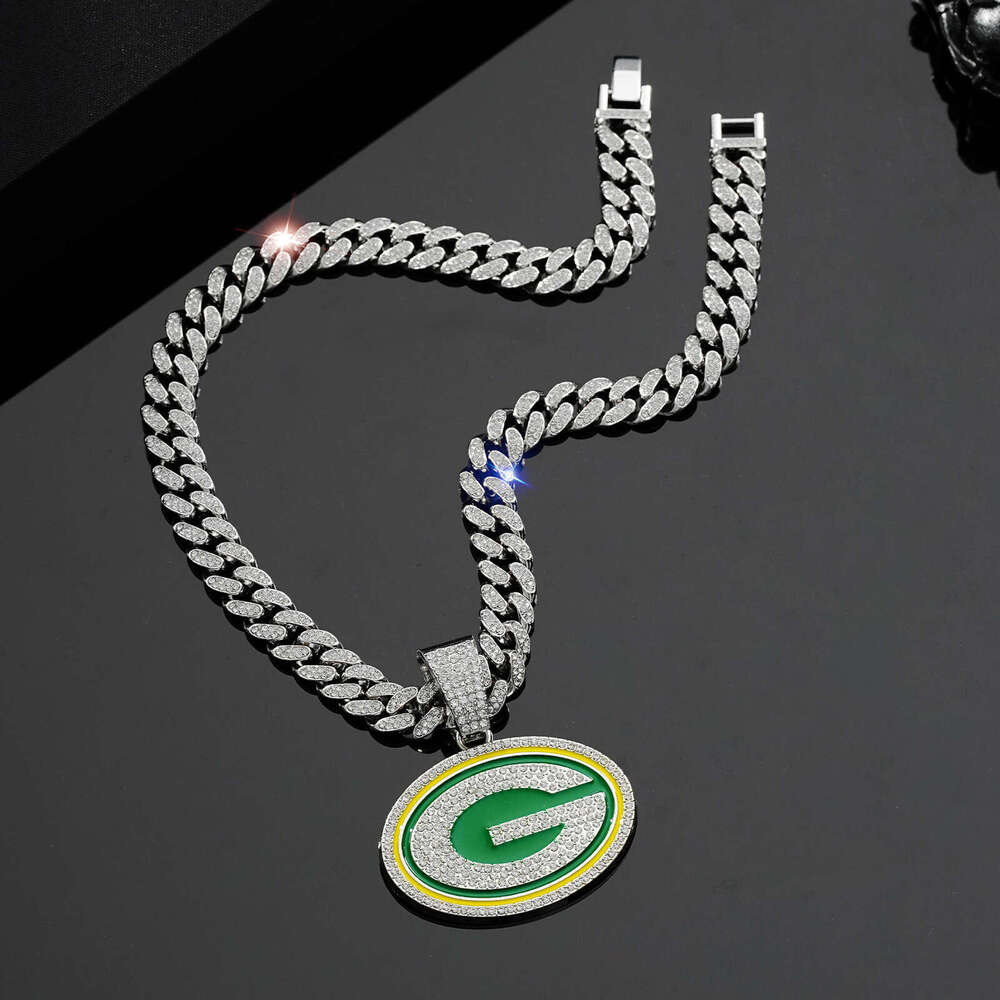 Men's Hip-Hop Full Dia Cuban Chain Fashion Personality Oil Drop Letter G Round Pendant Necklace