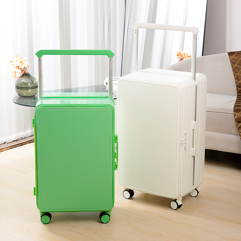 Silent Universal Wheel Luggage with Wide Pull Rod Zipper - Front Opening Cover Boarding Case for Men & Women