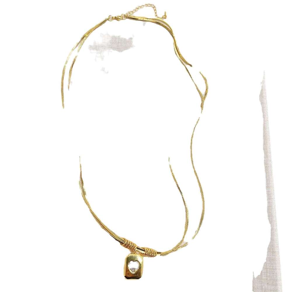Geometric Heart Pendant Collarbone Chain Light Unique High-end Fashion Hot-selling Necklace 6b2