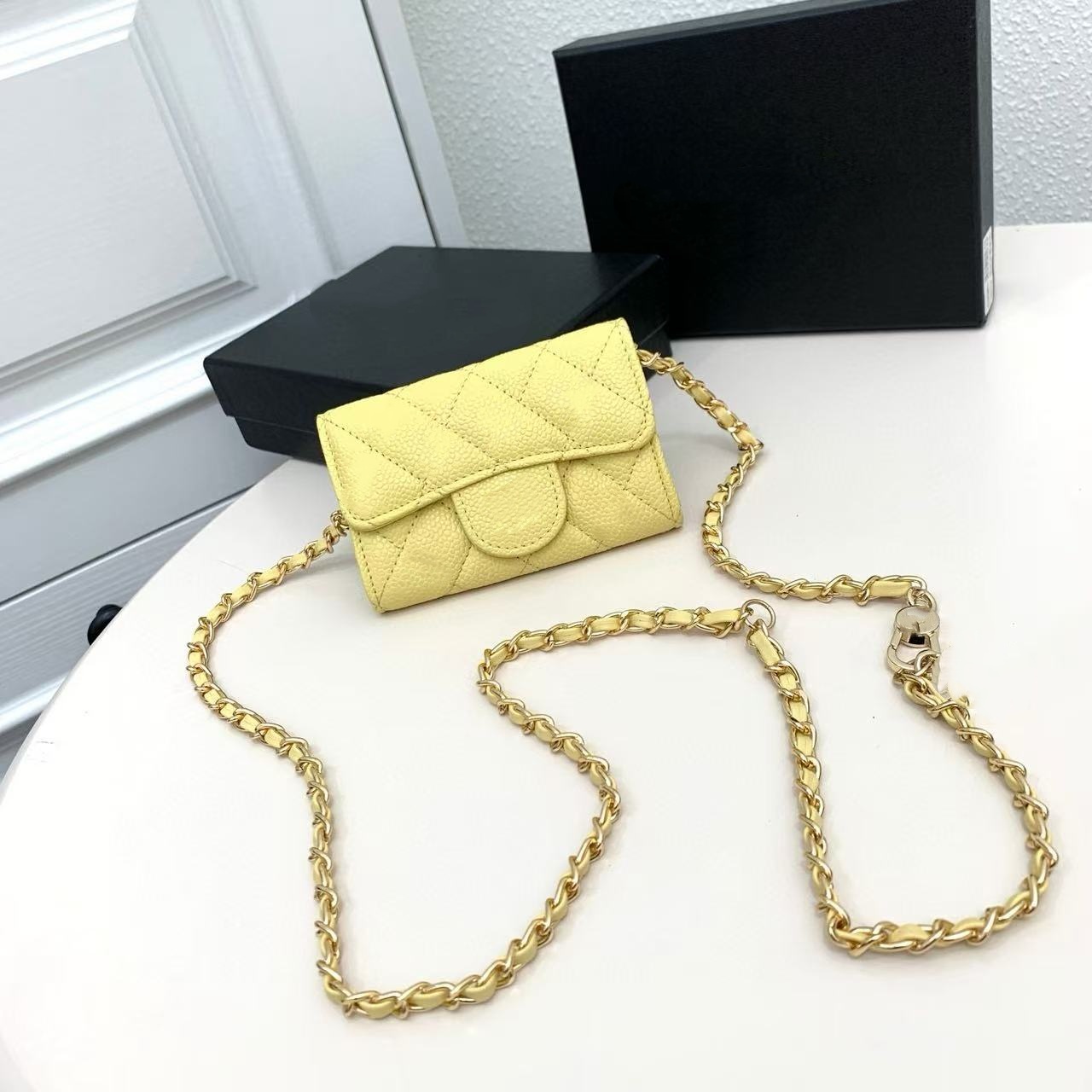 Top designer wallet shoulder bag chain handbag wallets double letter solid buckle sheepskin caviar pattern women luxury evening bag mini handbag mini purse 7750
