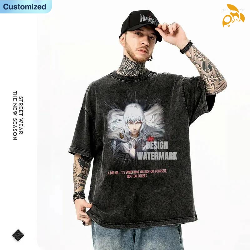 free shipping of customized 180g men's hot stamping comfortable T-shirt with Anime pattern from US