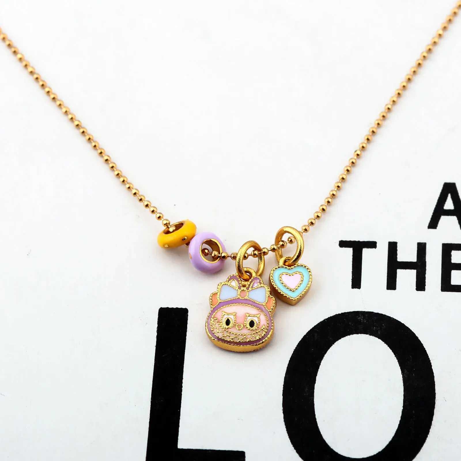 New Cartoon Elf Alloy Oil Drip Pendant Necklace Fashion Versatile Delicate Collar Chain Jewelry Set for Women Y250730