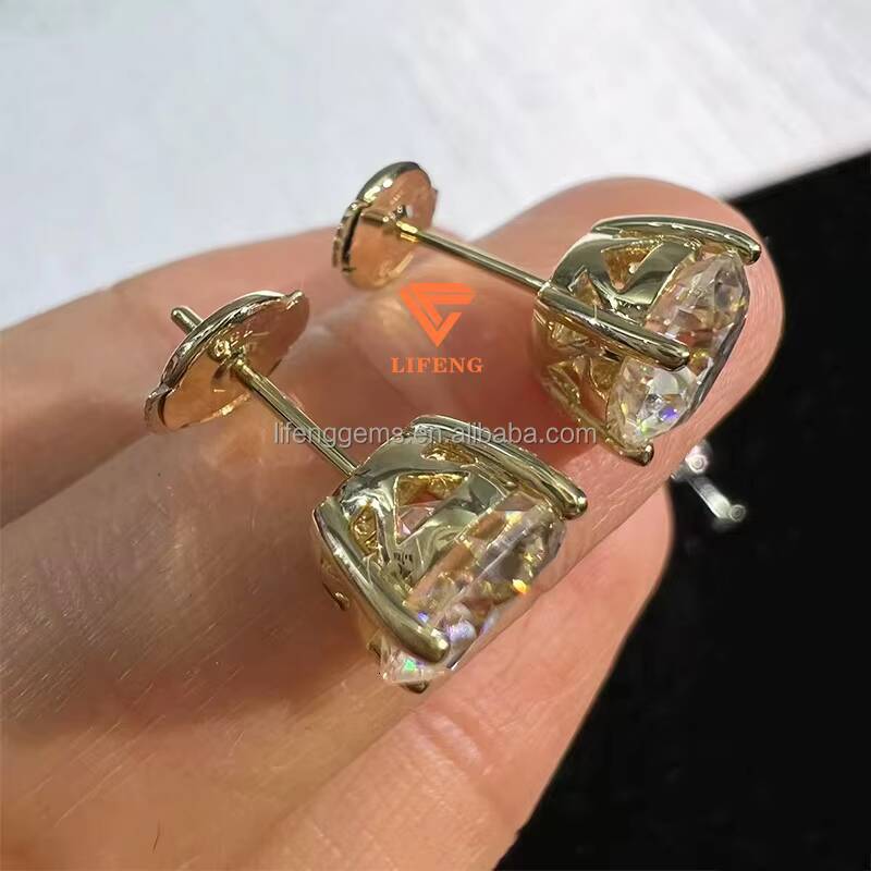 Classic 1ct Moissanite Stud Earrings 18K 14K 10K Silver Gold Number Shape/Pattern Diamond Jewelry