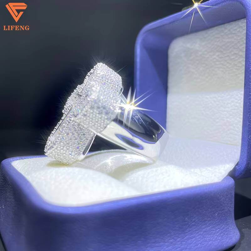 Lifeng Jewelry Classic Jesus Cross Ring Ice Hiphop Sterling Silver VVS Moissanite Cross Ring for Men Gift Can Pass Diamond Test