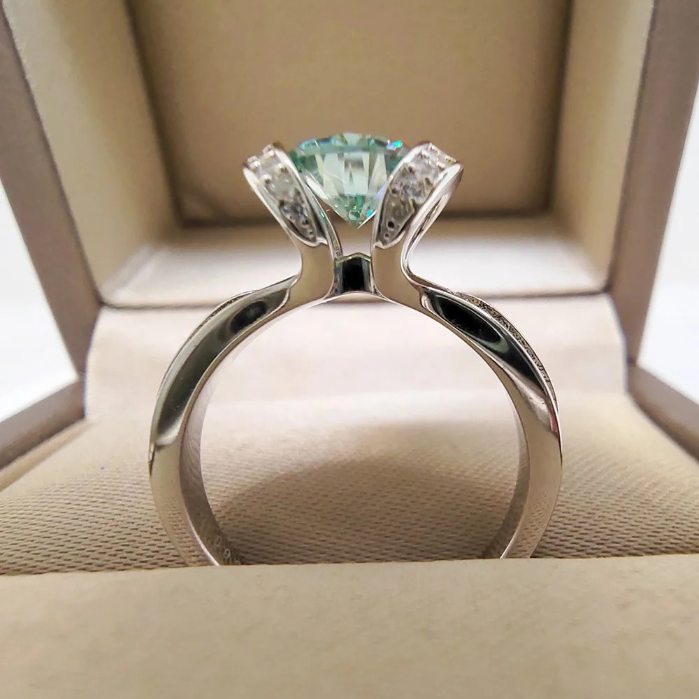 Luomansi 1 Carat Green Ring Women VVS 6.5MM Pass Diamond Test 100% - S925 Silver Jewelry Party Gift 250722