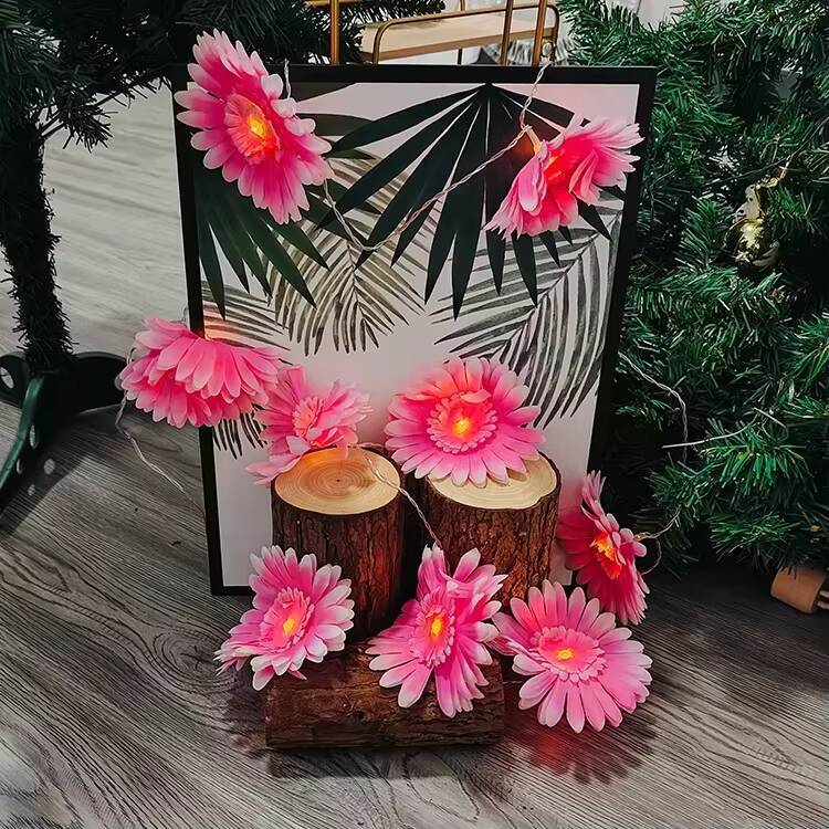 New Lights Cheap Yellow Green Pink Artificial Daisy Garden Party Decoration Led String Light