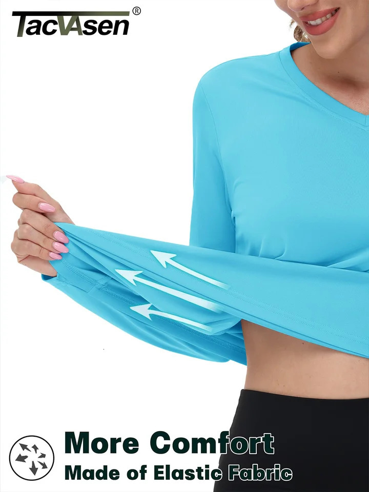 TACVASEN Summer Sun Protection Shirts UPF 50 Womens Long Sleeve V Neck Lightweight Quick Dry Tee Outdoor Pullover 250729