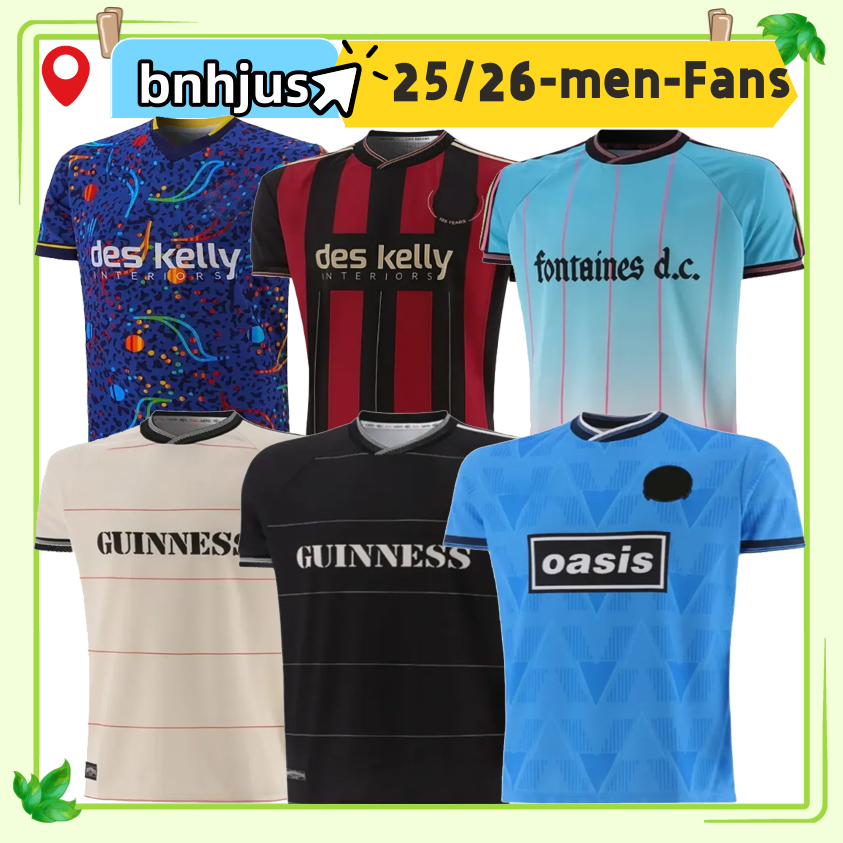 Bohemians 2025 2026 135th Anniversary Soccer Jerseys 25 26 Fontaines Dc Home Away Third GK Jersey BLACK GUINNESSPISZCZEK McDONNELL AKINTUNDE Football Shirt