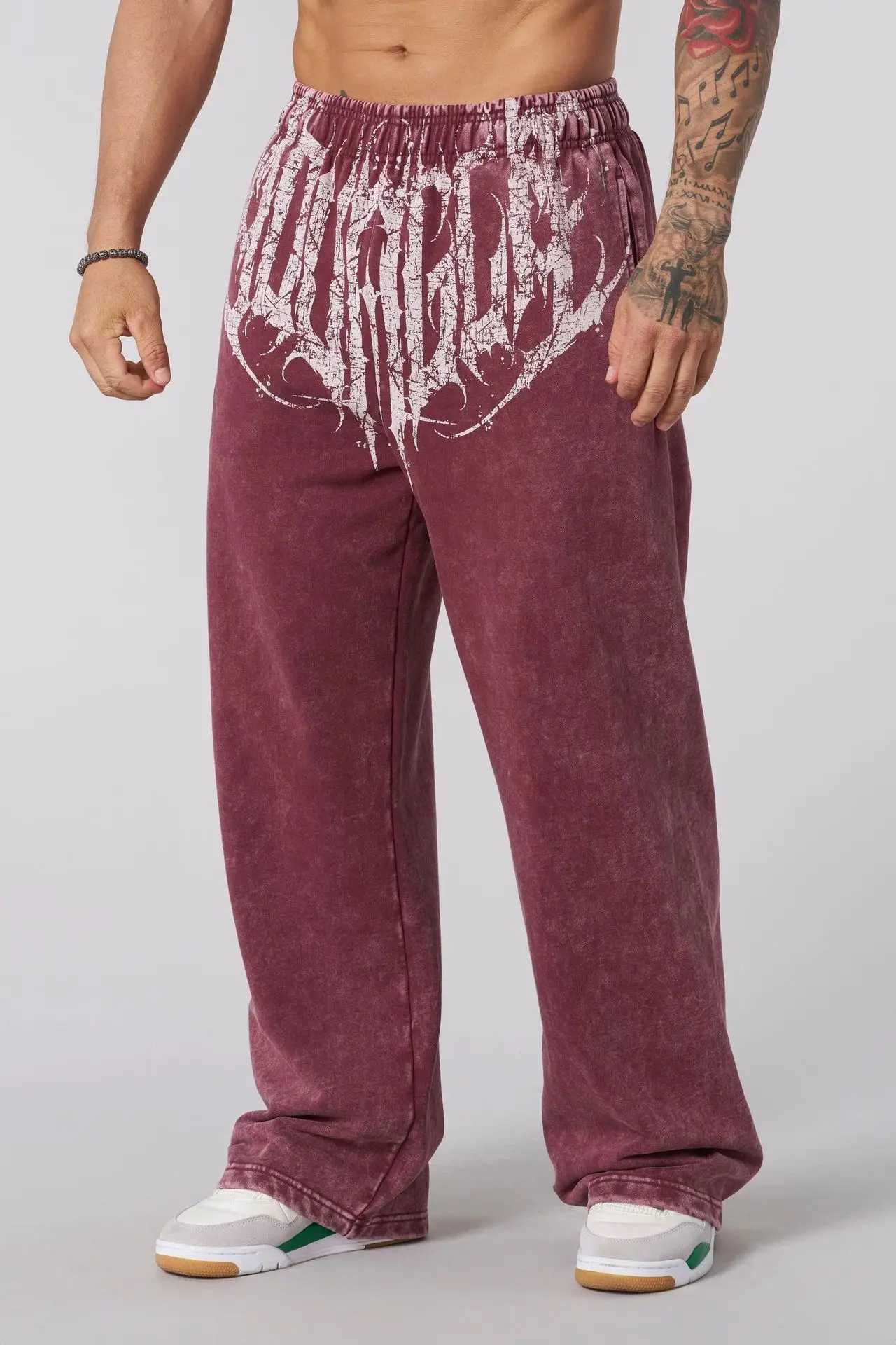 Style New Mens Sports Pants Jogging Exercise Muscle Fitness Casual Pants Loose Straight Leg Pants R250729