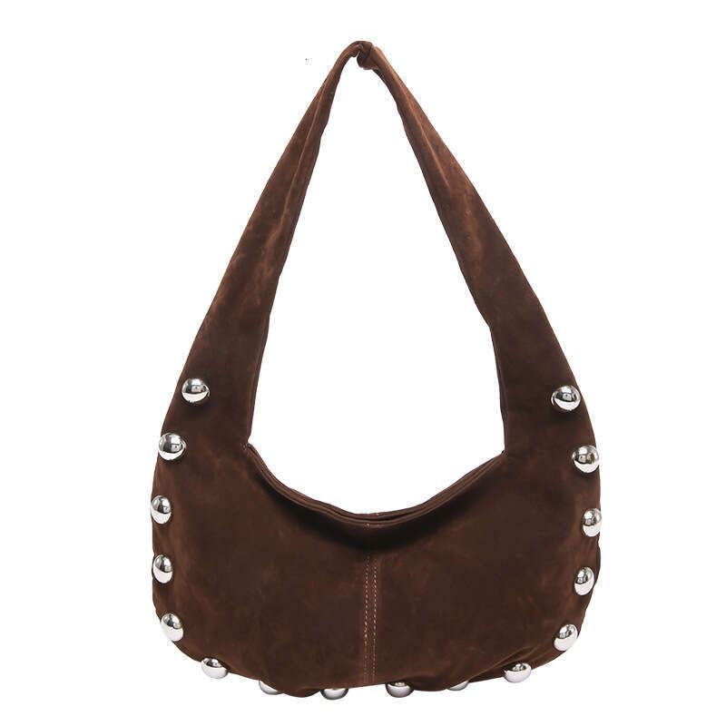Rivet Niche Design Sense High-End Suede Fashion Underarm Women's Bag
