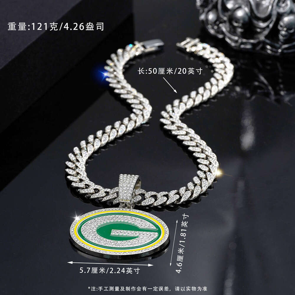 Men's Hip-Hop Full Dia Cuban Chain Fashion Personality Oil Drop Letter G Round Pendant Necklace