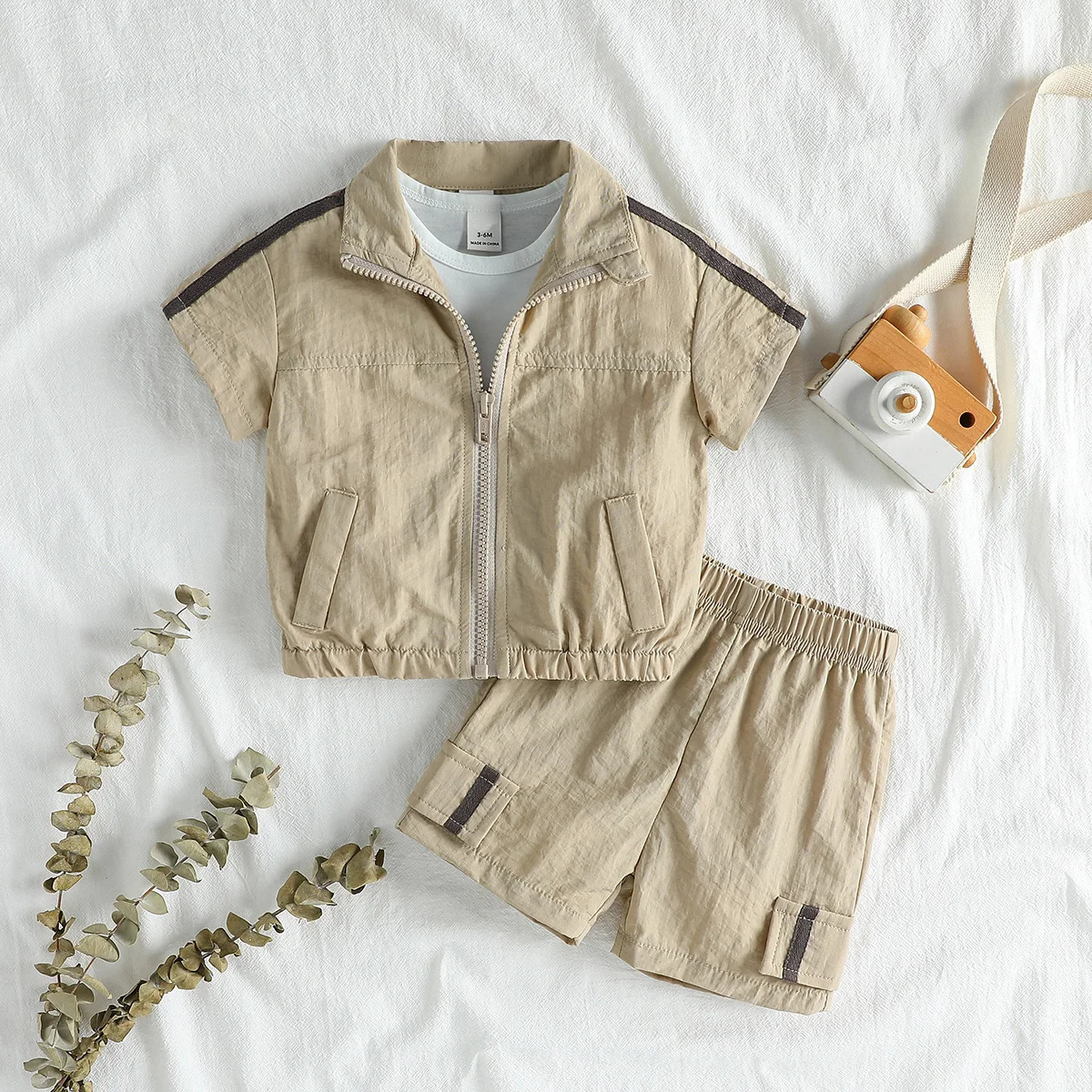 Bbaby Boys For 1-3Y Set Summer Cool Boys Zipper Short Sleeve Coat Sports Shorts Kids Clothing Suits Casual Daily Wear 250729