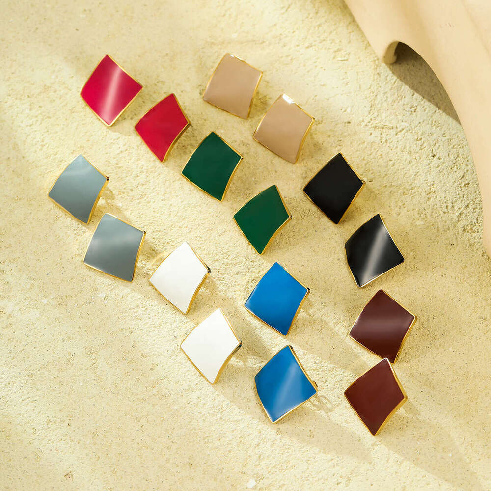 Geometric Square Stainless Niche Design Sense Light Titanium Steel Earrings