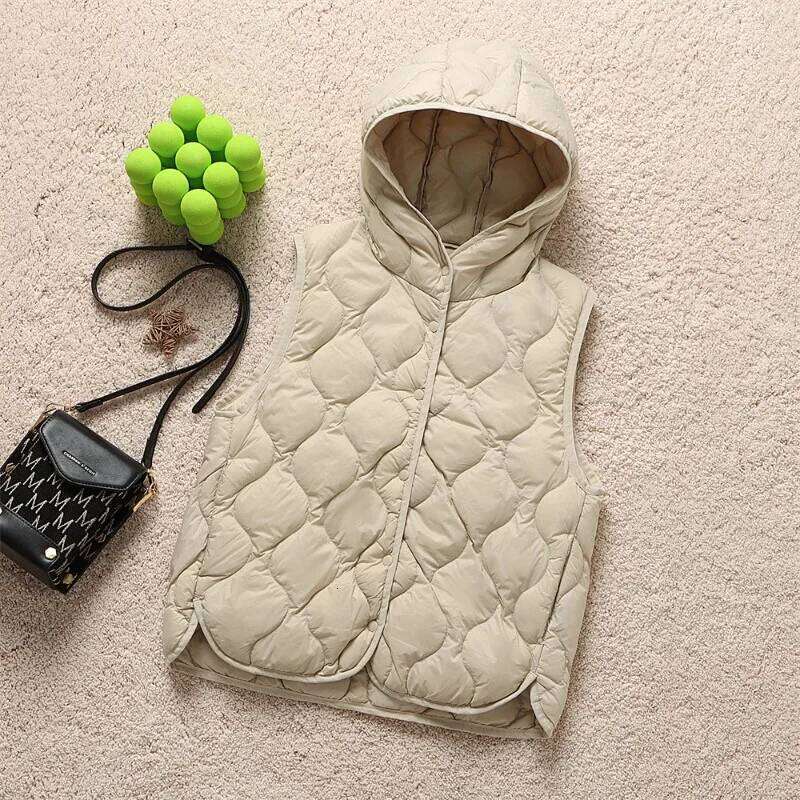 Designer Clothing 2025 2024 New Arrivals Women Fashion Ultralight Thin Hooded Down Jackets Spring Winter Female Korean Slim Fit Sleeveless Puffer Coat