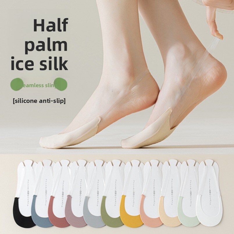High Heel Non-Slip No-Slip Half Foot Strap Women Summer Thin Cotton Sole Half-Length Individually Packaged Socks