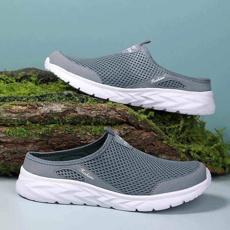 39-47 Men Half Slippers Anti-slip Mens Casual Shoes Lightweight Male Flat Slippers Breathable Fashion Slip on Flats Outdoor 250725