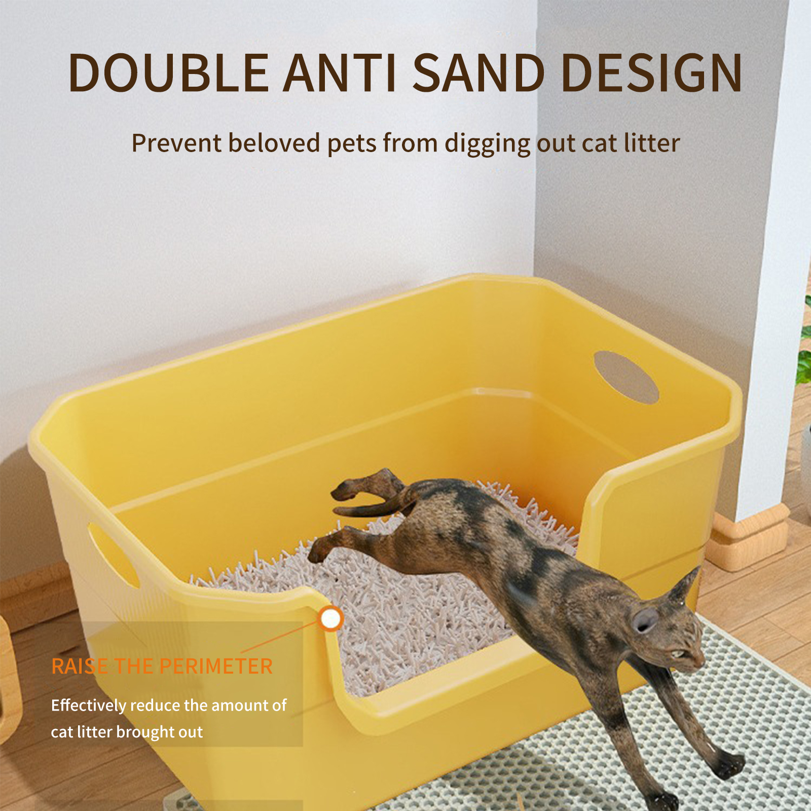 Extra large semi enclosed splash proof cat litter box cat toilet open box pet supplies